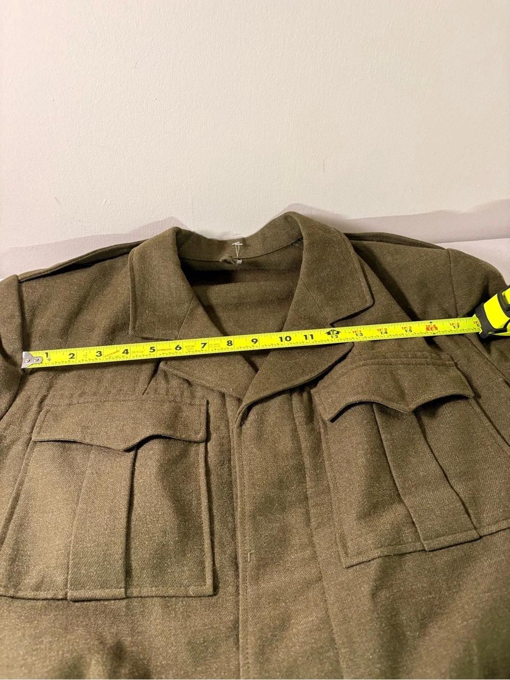 Cropped Olive Military-Style Wool Jacket